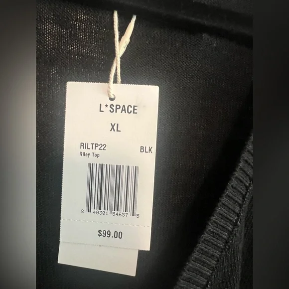 L*Space Riley Top - Black Knotted V-Neck Crop Top XL NWT - Picture 3 of 4